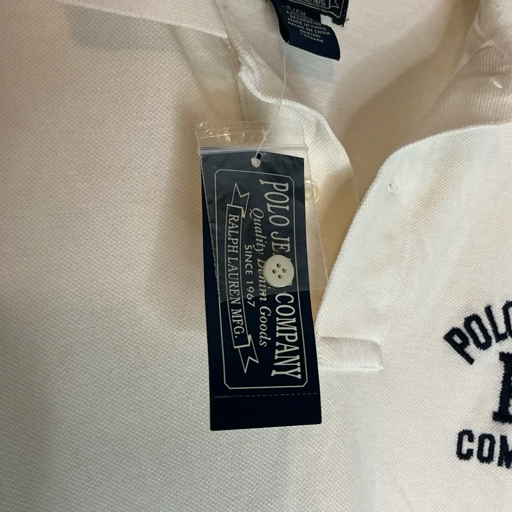 Vintage‎ Polo Ralph Lauren Embroidered Polo Shirt White Navy Men's Sz Small NWT
